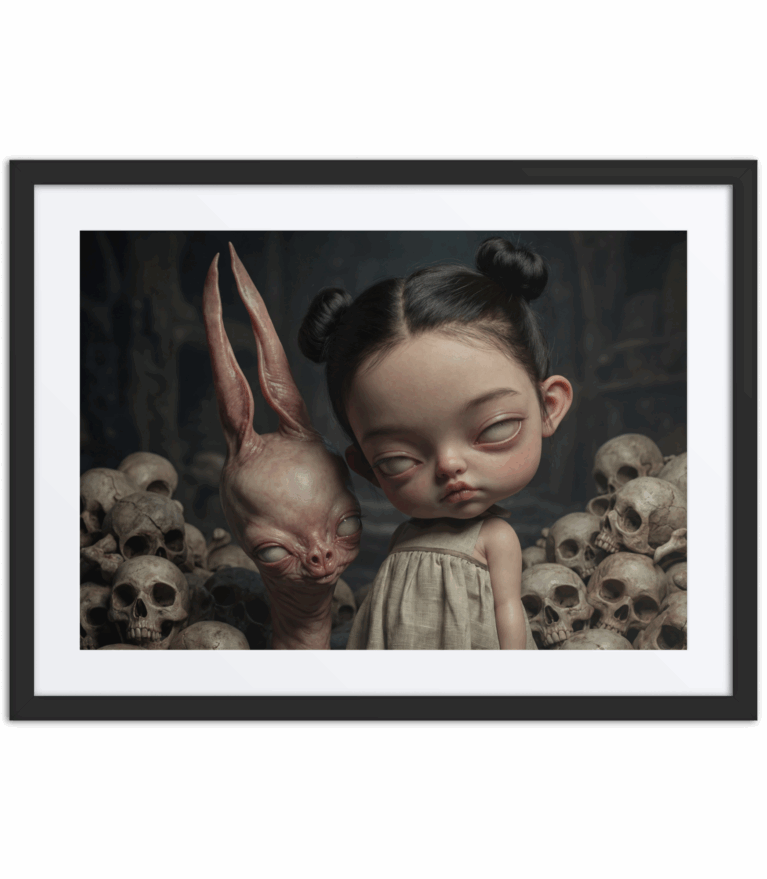 Ossuary Child: Dark Pop-Surreal Framed Art Print
